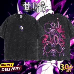 HardTimesClothing - Frieza DB Retro Vintage Unisex Oversize Anime Manga Acid Washed Heavyweight Cotton T-shirt, Anime Merch, Gift For Anime Fan. Clothes Oversized