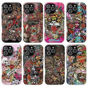 Ed Hardy Skull Leopard iPhone Case Aesthetic Y2k Phone Case Retro Tattoo Vibes Cover for iPhone 17 16 15 14 13 12 11