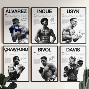 Alvarez Inoue Usyk Crawford Bivol Davis Poster, Boxing Wall Print, Boxer Poster