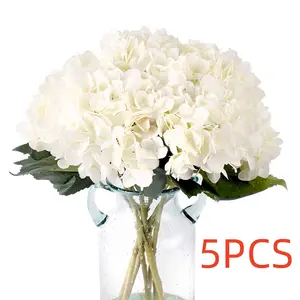 5pcs Hydrangea Bouquet Artificial Fake Flower Stems, Home Wedding Party Table Centerpiece Decoration, Faux Floral Arrangement, Decorative Flower Arrangement, Artificial Flower Arrangements