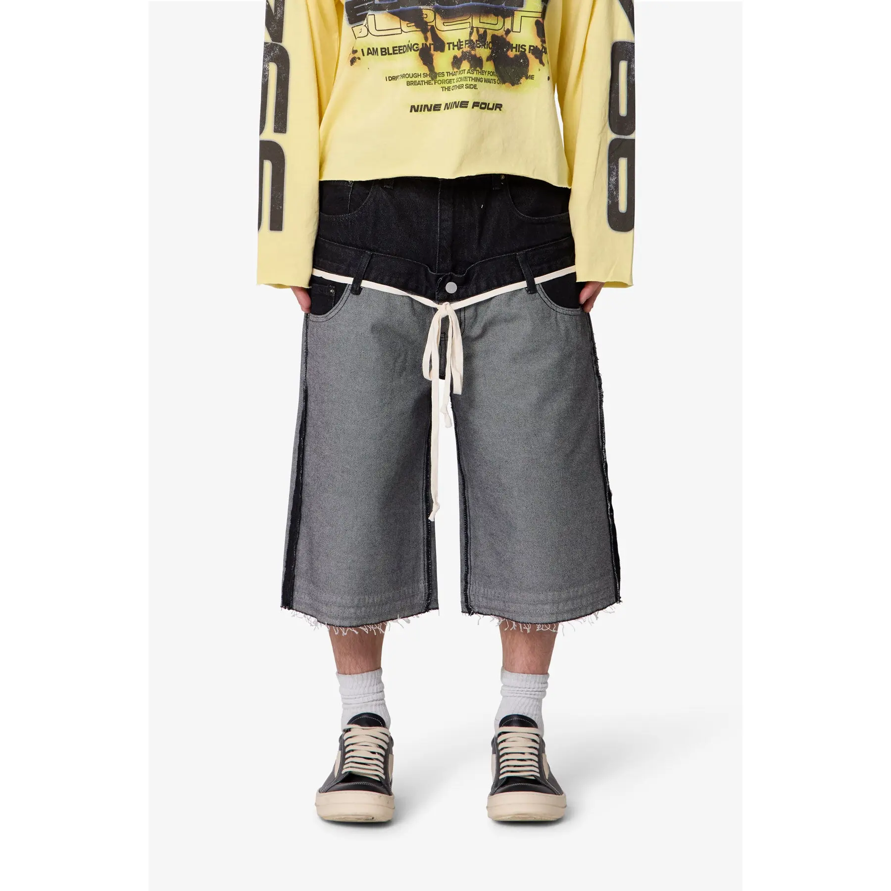 mnml Ultra Baggy Inside Out Denim Shorts - Black