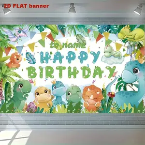 2D Flat Banner Polyester Photography Backdrop, HD Printed Cartoon Dinosaur Jungle Theme Background Cloth, Soft Lightweight Foldable Photo Booth Decor for Birthday Party Decorations and Event Supplies HD digitally printed backgroun