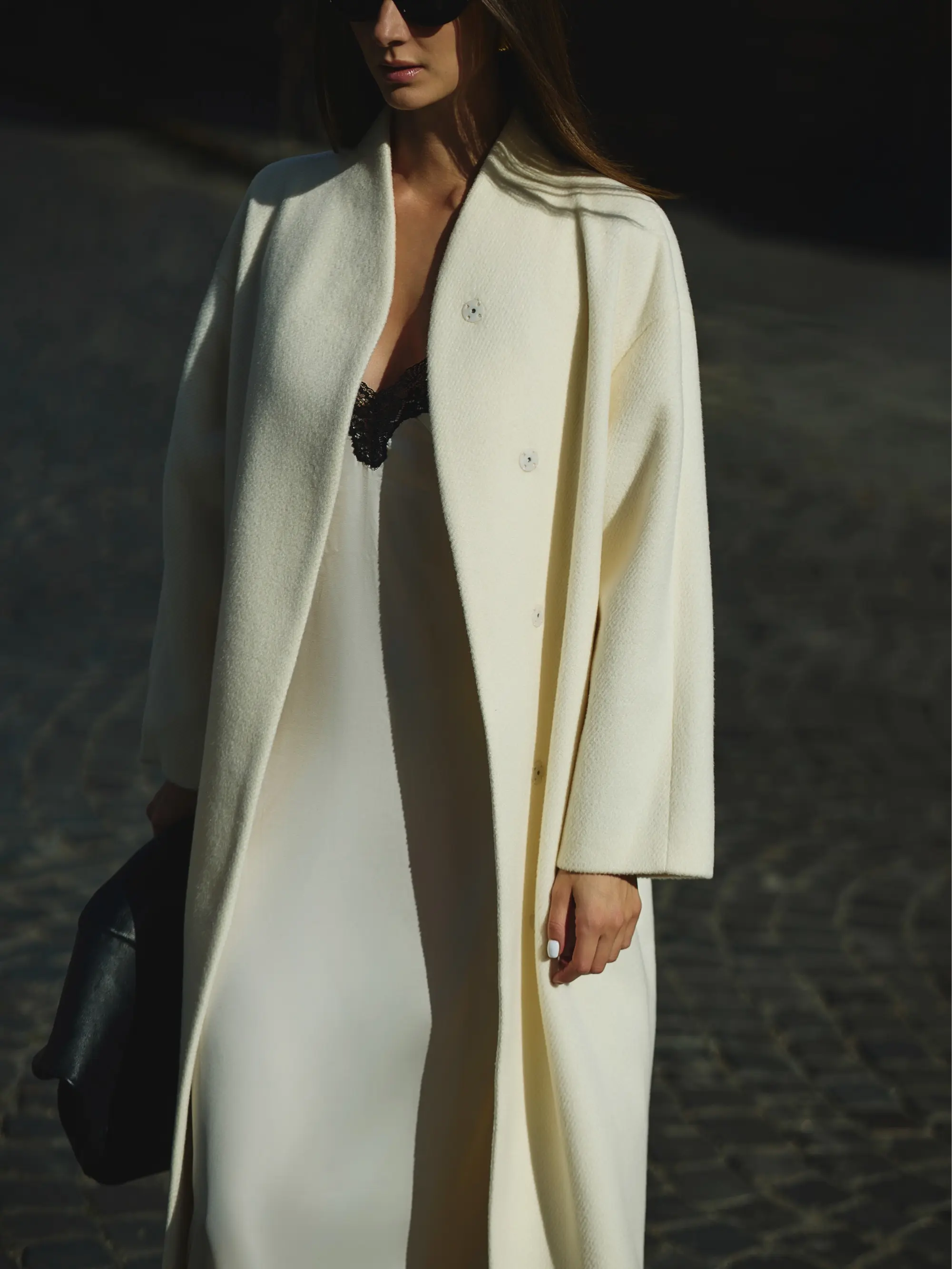 Women's Elegant Loose-Fitting Basic Korean Wool-Polyester Blend Overcoat - Long Sleeve, Lapel, Boat Neck, Magnetic Button, Windproof, Soft, Solid Normal Type Winter Jacket for Casual, Business Occasions (Dry Clean Only)