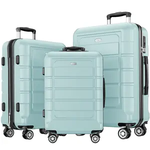 SHOWKOO Expandable Luggage Set 3-Piece Full PC Durable Hardshell Suitcase with Smooth Wheels TSA Lock (20/24/28in) Carry On Luggage Premium Gift for Back to School