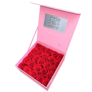 Eternal Flower Valentine's & Mother's Day Gift Long Life Lasting Real Natural Preserved Rose Music Video Box