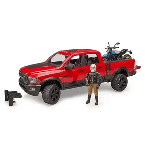 Bruder 02502 RAM 2500 Power Wagon w/ Ducati Scrambler Desert Sled and Driver 18.10.10