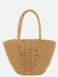 Open Top Woven Straw Tote Bag