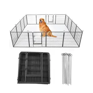 Garvee Outdoor Dog Playpen - Heavy Duty Metal Pet Exercise Pen Available in 24, 32, 40 Inch Heights with 8 or 16 Panels, Includes Gate, Suitable for Large and Small Dogs, Portable for RV Camping and Yard Use