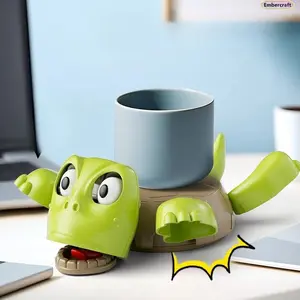Funny Turtle-Shaped Coaster Desk Toy - Press-Me Novelty Cup Holder, Stress Relief Model, Creative Desktop Decor, Animal Gift for Coworkers (Office, Coffee Table Use)