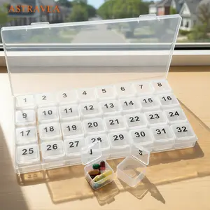 31 Day Monthly Supplement Organizer, Large Desktop Storage Box with Removable Daily Cases, Aesthetic Travel-Friendly Individual Day Organizer for Daily Routine Tracker