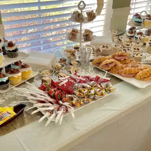 ZUMELER White Plastic 6Pcs Cupcake Stand Set with 3Tier & 2Tier Design for Kitchen Use, Ideal for Weddings, Baby Showers, and Tea Party Organizers Round Rectangle