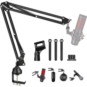Microphone Boom Arm, Desk Adjustable Compact Mic Suspension Boom Scissor Arm Stand For Blue Yeti,Snowball iCE, HyperX QuadCast,SoloCast,Elgato Wave,Etc