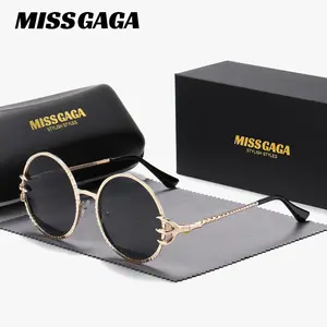 MISSGAGA unisex exquisite elegant fashion full-frame Sunglasses Anti-reflection outdoor play round frame sunglasses UV400