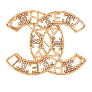 Pre-owned Chanel Cut Out CC Logo Letter Brooch Metal with Crystals by Rebag