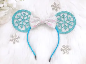 SALE Mouse Ear Frozen Sequin Bow Headband