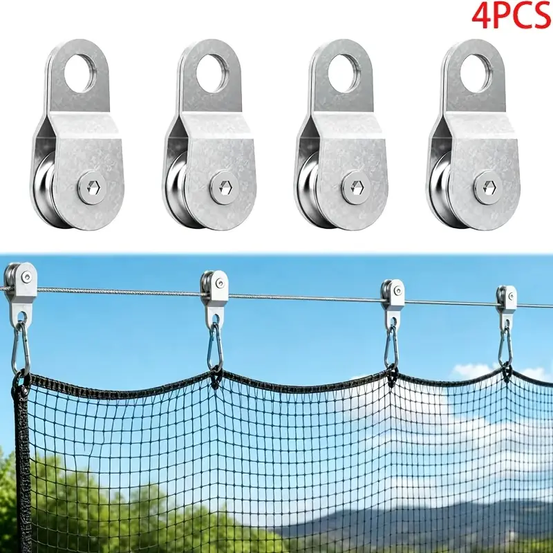 4pcs Small Stainless Steel Single Pulley Blocks Heavy Duty Utility Pulley for Construction Repair Camping Fishing Outdoor Rope Additions