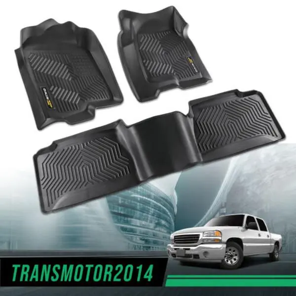 TPE Floor Mats Front Rear Fit For 99-24 Chevy Silverado GMC Sierra Crew Cab,All Weather Floor Mats Rubber Liners,Waterproof Anti-slip Durable Floor Mats Upgraded Version G-PLUS
