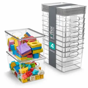 Sorbus Large Clear Plastic Storage Bins with Lids 8 Pack Multicolor for Toys and Clothes in Translucent Box Container Kitchen Organiser Set