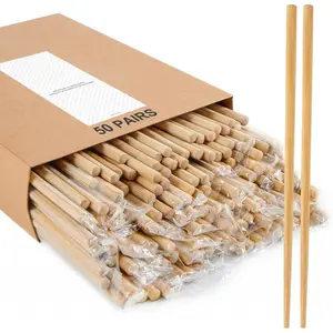 50 Pairs Natural Bamboo Chopsticks Disposable Reusable 9.5" Individually Wrapped Bulk Premium Quality Non-Slip for Kids Child Friendly