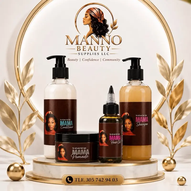 MANNO Beauty: Mama set of 4, pomade 4 oz, conditioner 4oz, shampoo 4oz, oil 2 oz
