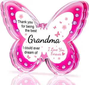 Mothers Day Gifts for Grandma Acrylic Butterfly Plaque Elegant Home Décor Birthday Valentine's Day Present from Grandkids Best Gift Ideas for Grandma