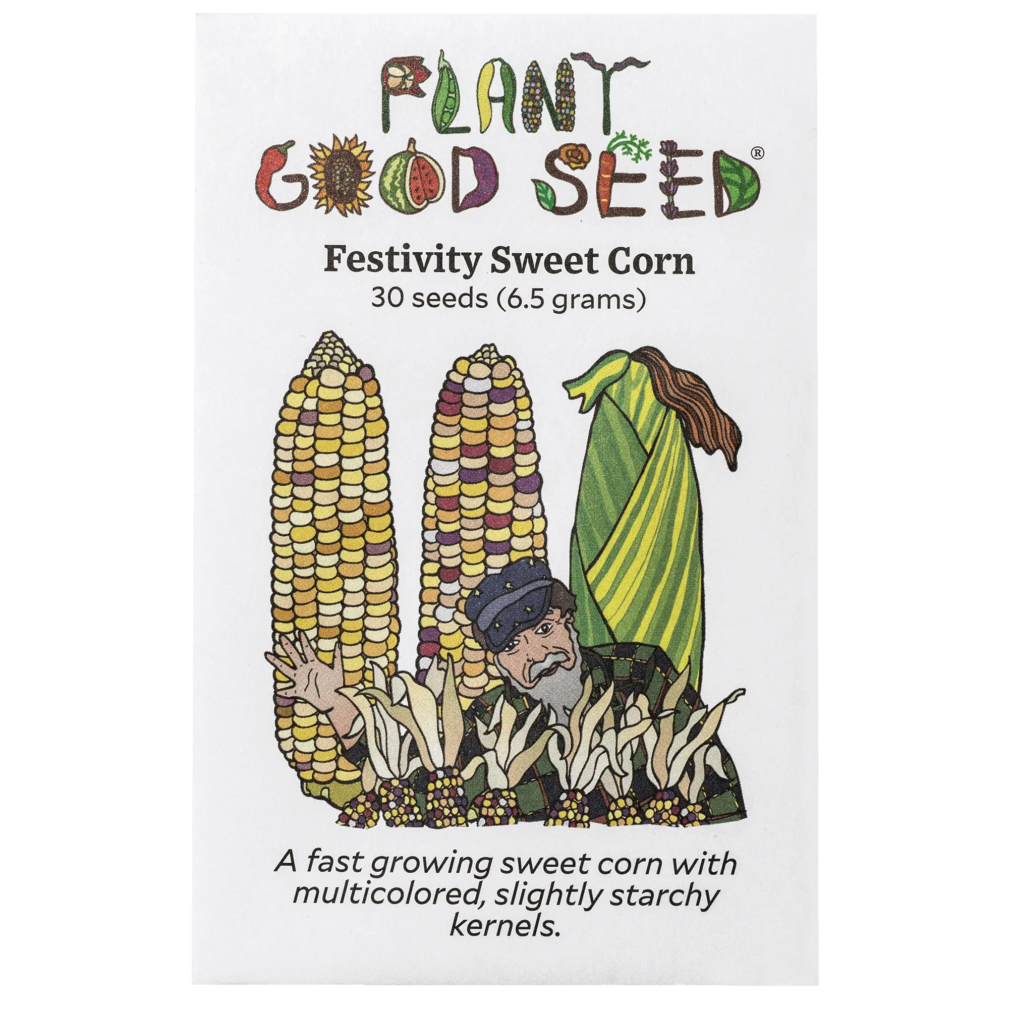 Festivity Sweet Corn Seeds - Rainbow Colored, Organic Heirloom 30 Seed Packet / Bulk Size