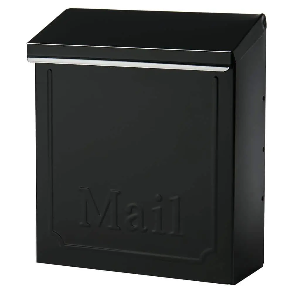 Townhouse Black, Medium, Galvanized Steel, Locking, Vertical, Wall Mount Mailbox