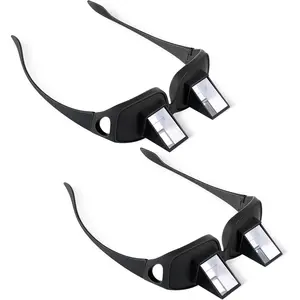 2 Pieces Lazy Spectacles Horizontal Glasses Bed Prism Glasses High Definition Glasses for Reading in Bed Man Woman(Large)