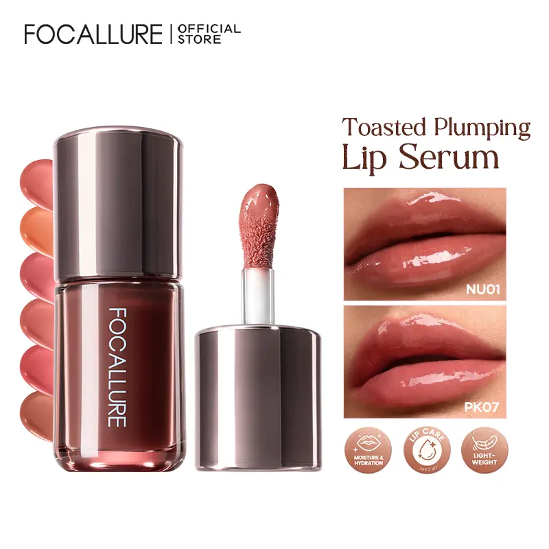FOCALLURE Toasted Plumping Lip Serum | Glossy Lip Tint, Hydrating & Long Lasting, Nourishing Lip Care (Multiple Shades) Ultra-Light Non-Sticky Lipgloss, Plumping Moisturizer Transfer-Proof#backtoschool