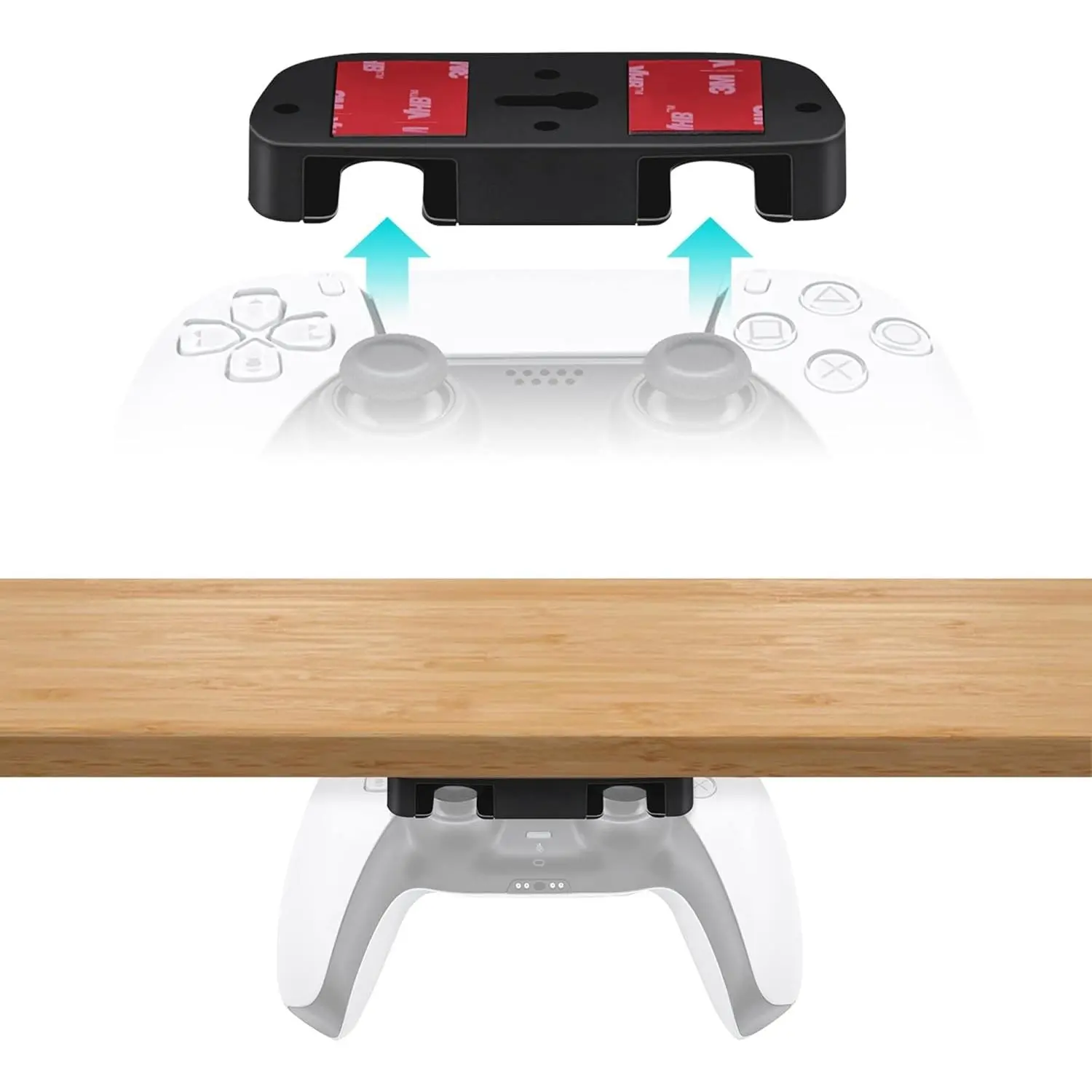 Black Under Desk Gaming Controller Mount - MT-050084 Ergonomic Integrated Stand, Console Accessory with Holder for PS5/PS4 Gamepad, Wireless Remote Controller Stands & Mounts