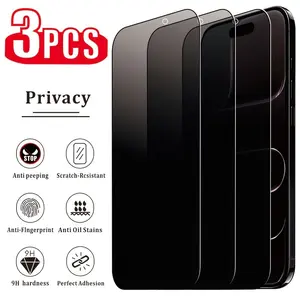 3pcs Privacy Screen Protector,Compatible iPhone 17 Air/17 Pro Max/17 Pro/17/16/15/14/13/12/11/Pro Max/Pro/Plus/Mini/16e/X/XS/XR/XS MAX/7/8/SE,Full Coverage,Anti-Peeping,Anti-Fingerprint,Anti-Scratch,Compatible dynamic islands, Accessories, Protection