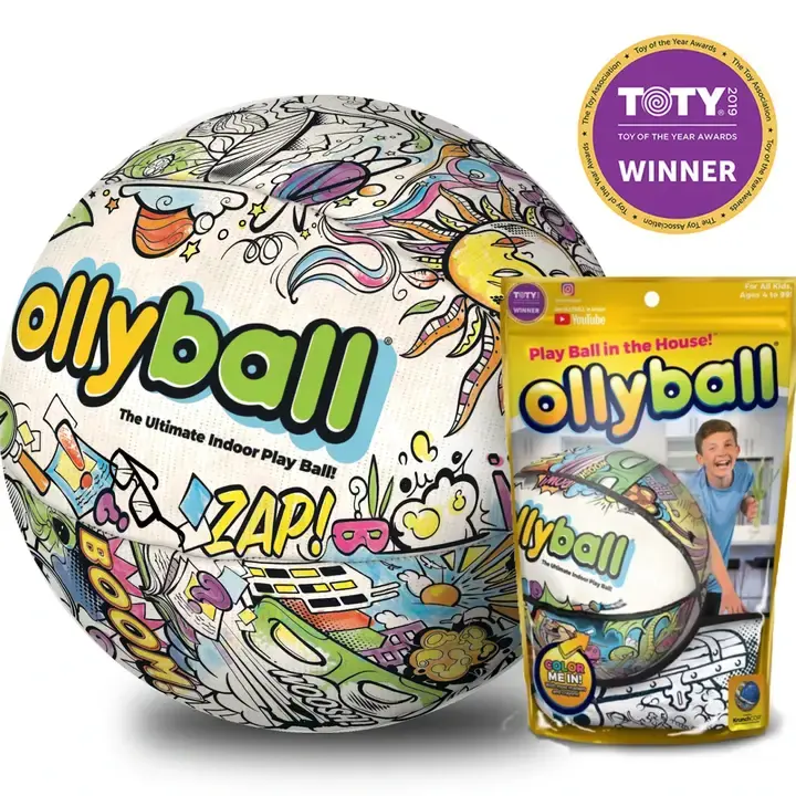 OLLYBALL Original 12-in Indoor Soccer Ball for Toddlers, Colorable and Inflatable Sports Toy with Impact-Absorbing Construction for Kids Ages 4+, Soccer Ball Toddler, Soccer Equipment, Football Balls