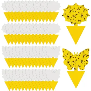 58 Pcs Flying Insect Traps for Plants,Indoors, Outdoors, Kitchen, Office, Yellow Sticky Traps for Fungus Gnat, Fly and Flying Insects, Non-Toxic & Odorless, Kid & Pet Safe, Economic Pack