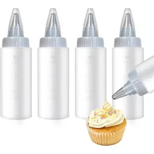 4 Pcs 4 oz Plastic Squeeze Bottles for Sauces Ketchup Drizzle Bottles for Cookie Decorating Pancake Arts Liquids
