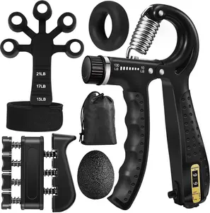 5PCS Grip Strength Trainer Kit - Hand Gripper, Forearm Exerciser, Finger Strengthener, Wrist Strengthener, Stress Relief Ball, Grip Ring for Home Fitness