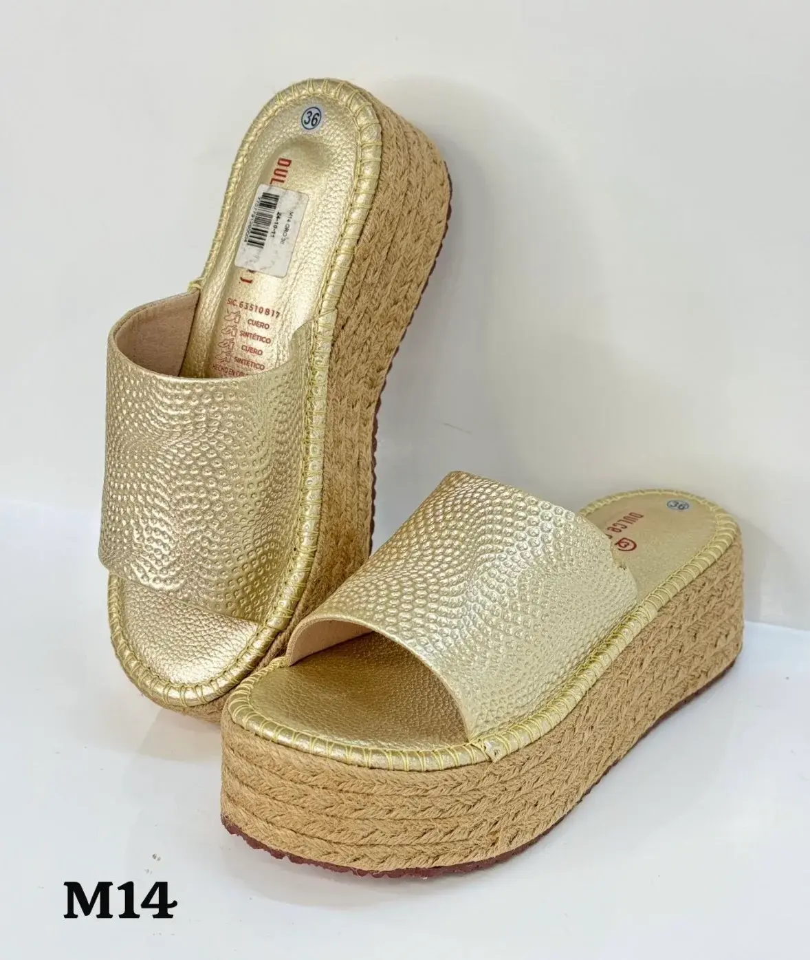 Women's Woven Leather Clogs, Casual Open Toe Slip On Platform Sandal with a 5cm Espadrille Wedge Heel