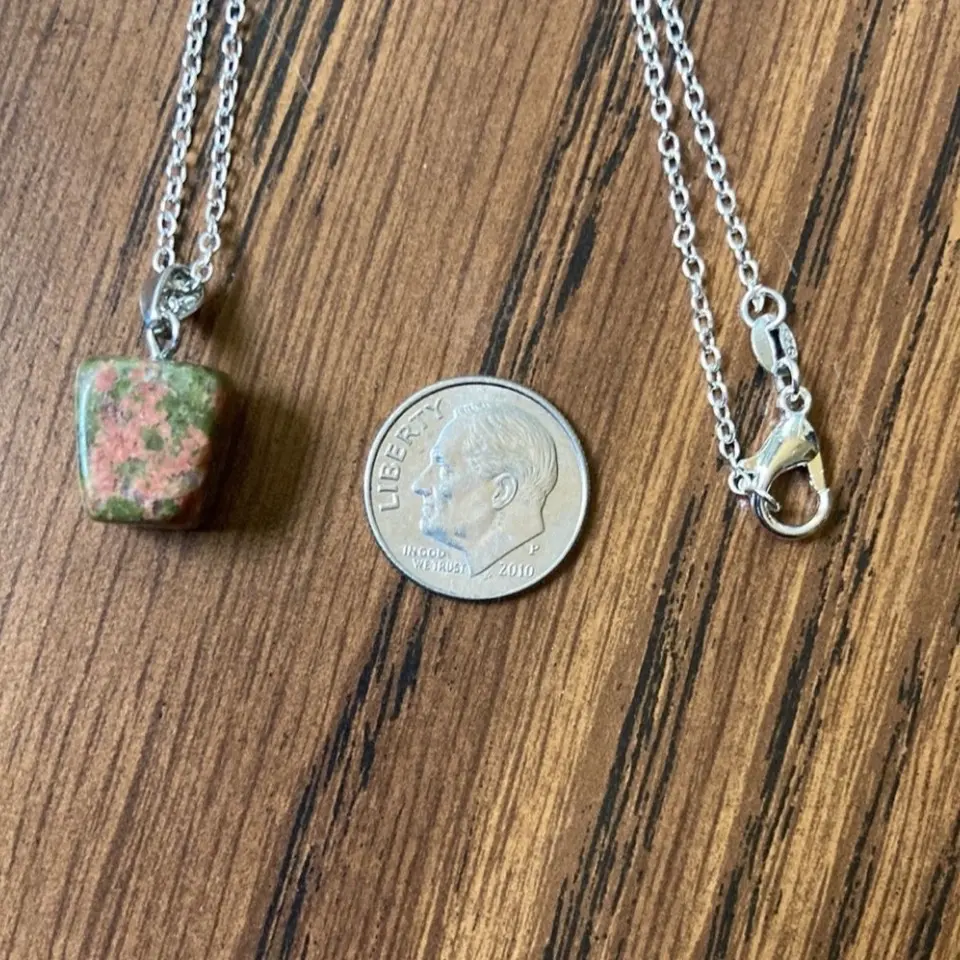 Genuine Unakite gemstone pendant necklace Metal Coating Female Engagement