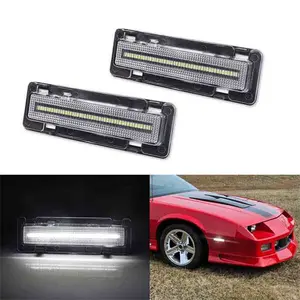 2PCS Clear Lens White LED Front Side Marker Lights For Chevy Camaro Pontiac Firebird 1982 1983 1984 1985 1986 1987 1988 1989 1990 1991 1992 Replace OEM 915589, GM2551110, 915590, GM2550118