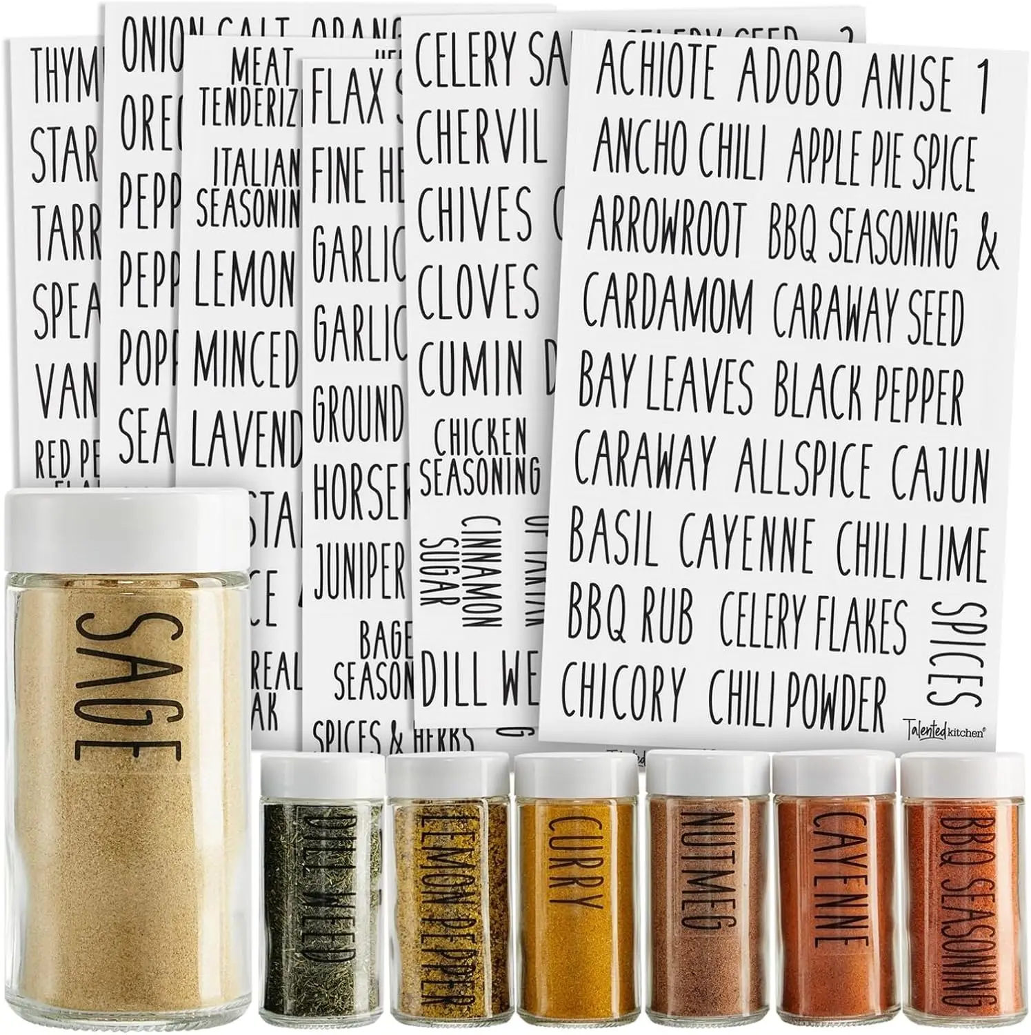 Preprinted Waterproof Black Vinyl Spice Jar Labels, 145-Pack 1in Bold Font Labels for Kitchen Pantry Organizer (Computers & Office Equipment, Office Stationery & Supplies), Spicejarlabels