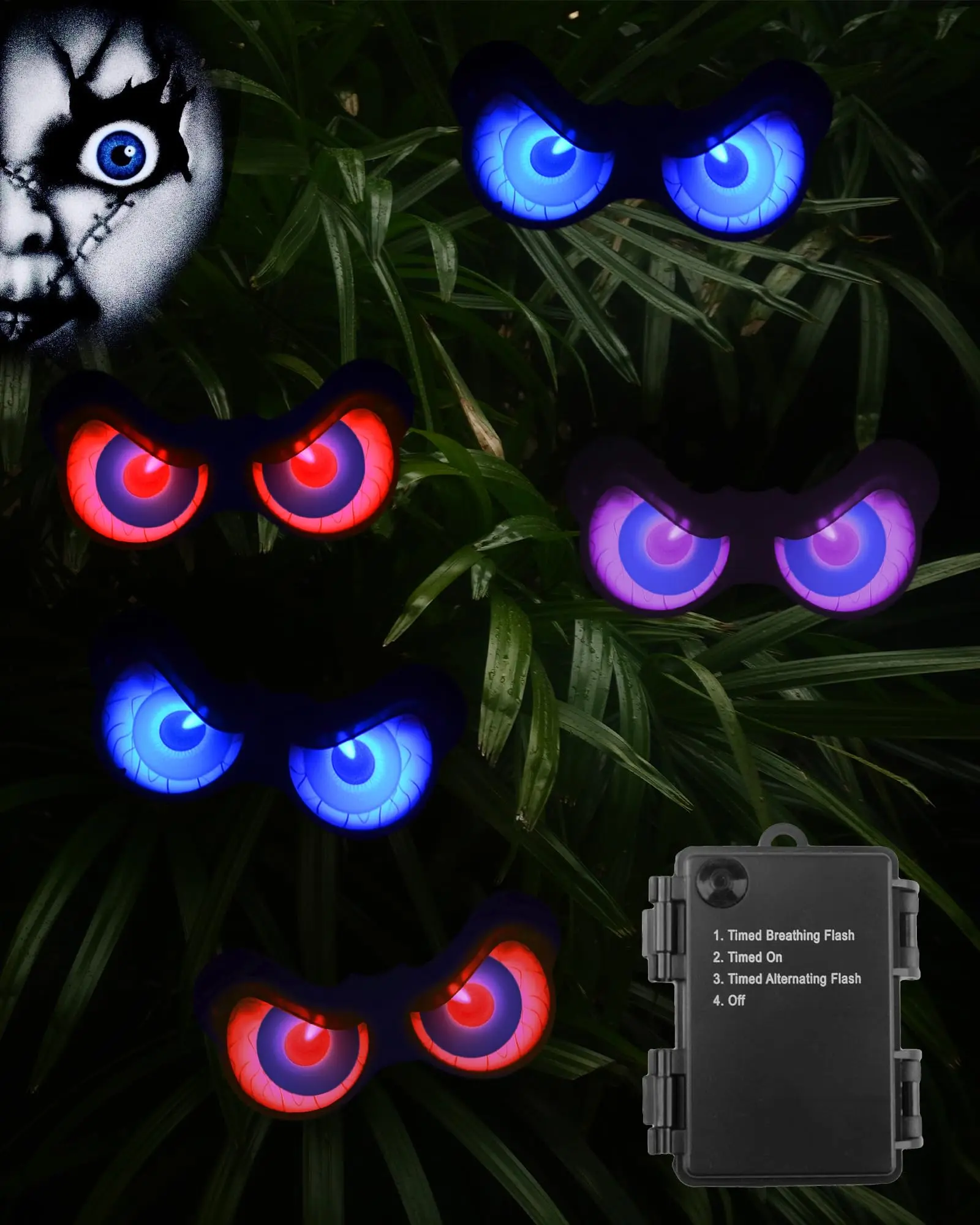 Halloween Decorations, 5 Pack Glowing & Flashing LED Eye Lights for Indoor/Outdoor Use, Bush, Yard, Window, Party