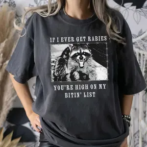 If I Ever Get Rabies Custom Printed T-Shirt, No-Fade Colors, Wash After Wash, Full Color Range, Find Your Perfect Shade If you prefer a looser fit, you can buy two sizes larger country concert outfits shirts women vintage graphic tees women's shirts