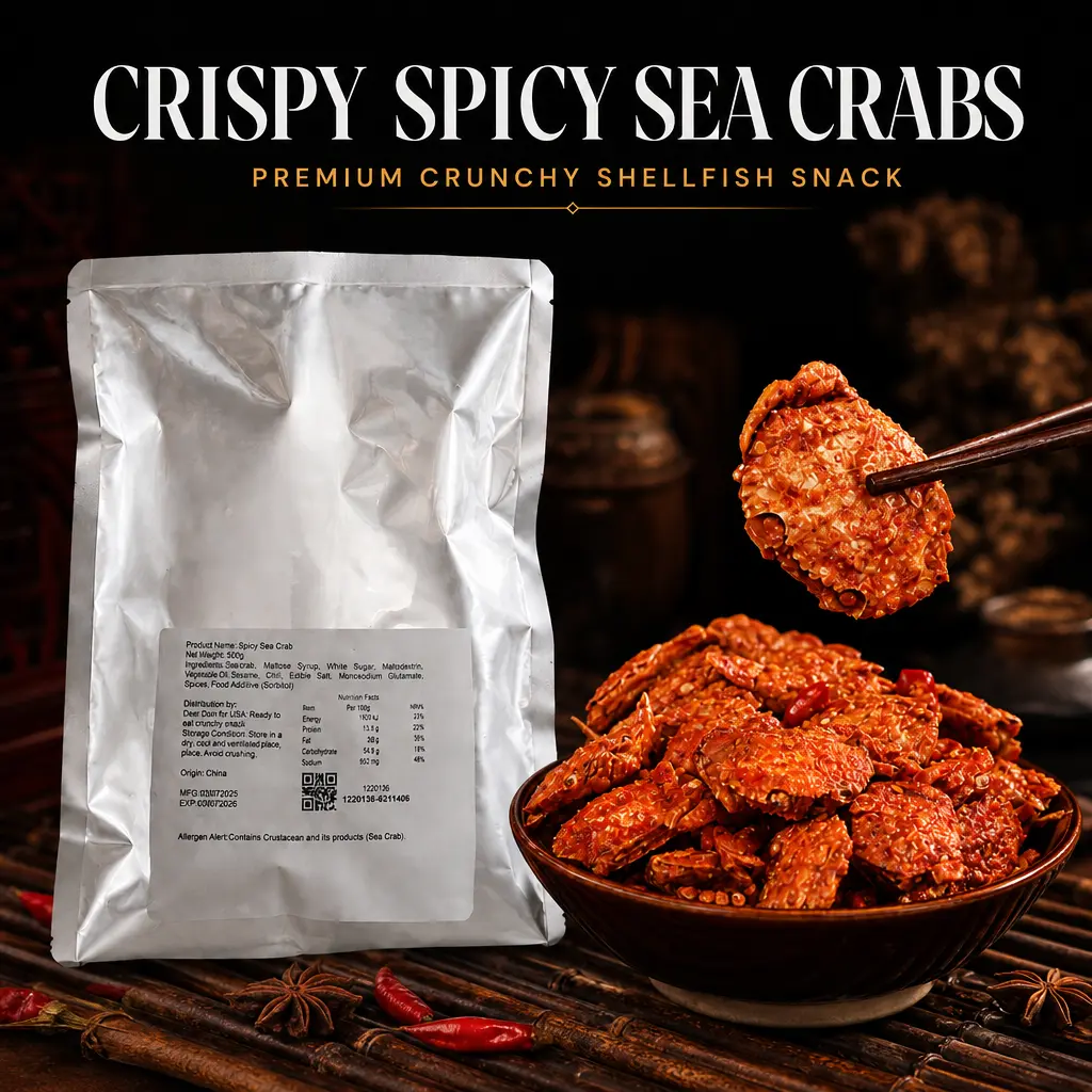 Premium Crispy Spicy Sea Crab Snacks (Whole Crunchy Baby Crabs)