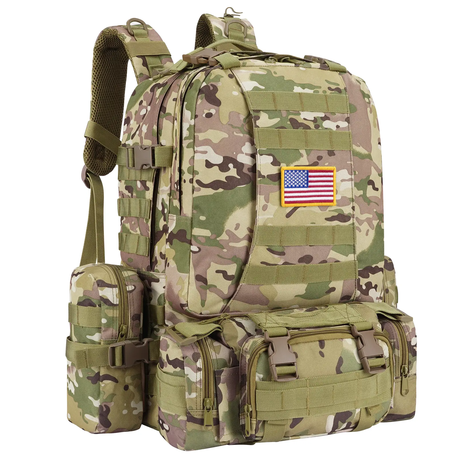 【Holiday Haul Deal】60L Tactical Backpack Outdoor Hiking Trekking Camping Rucksack 60L Large Survival Pack Detachable Molle Bag Bug Out Bag
