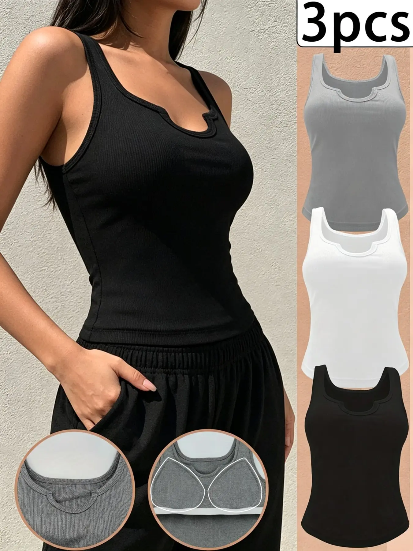 Three-Piece Women's Strapless Lingerie Set with Pads, Underwear Sets, Slim-Fitting Plain Design, All-Seasons Minimalist Contemporary Style, Multi-Color Combo