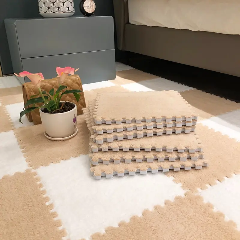 40-Piece Plush Patchwork Modern Indoor Rug Set, Washable Square Floor Mats, Soft and Cozy Carpet Tiles, Ideal for Home Decor and Living Room, Interlocking Washable Rugs, Contemporary Rugs