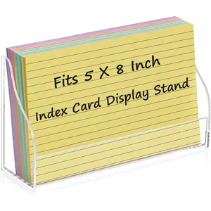 5x8 Acrylic Index Card Holder Index Card Display Stand For Desk Note Cards File Box Postcard Holder Business Stand Display Index Organizer Case for Office Business Desktop(No Cards)