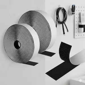 No-Sew Washable High-Adhesive Self Adhesive Velcro Tape, Reusable Non-Residue Hook and Loop Strips for Home Organization, Curtains, Clothing, Bags & DIY Crafts