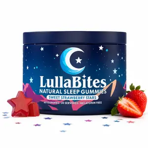Natural Sleep Gummies – Strawberry Stars |   Melatonin-Free, Calming & Delicious Nighttime Support LullaBites