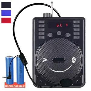 Portable 3" Public-Address Voice Amplifier Bluetooth Speaker With headworn microphone FM Radio rechargeable bodypack Lightweight for teachers, instructors, tour guides, presenters