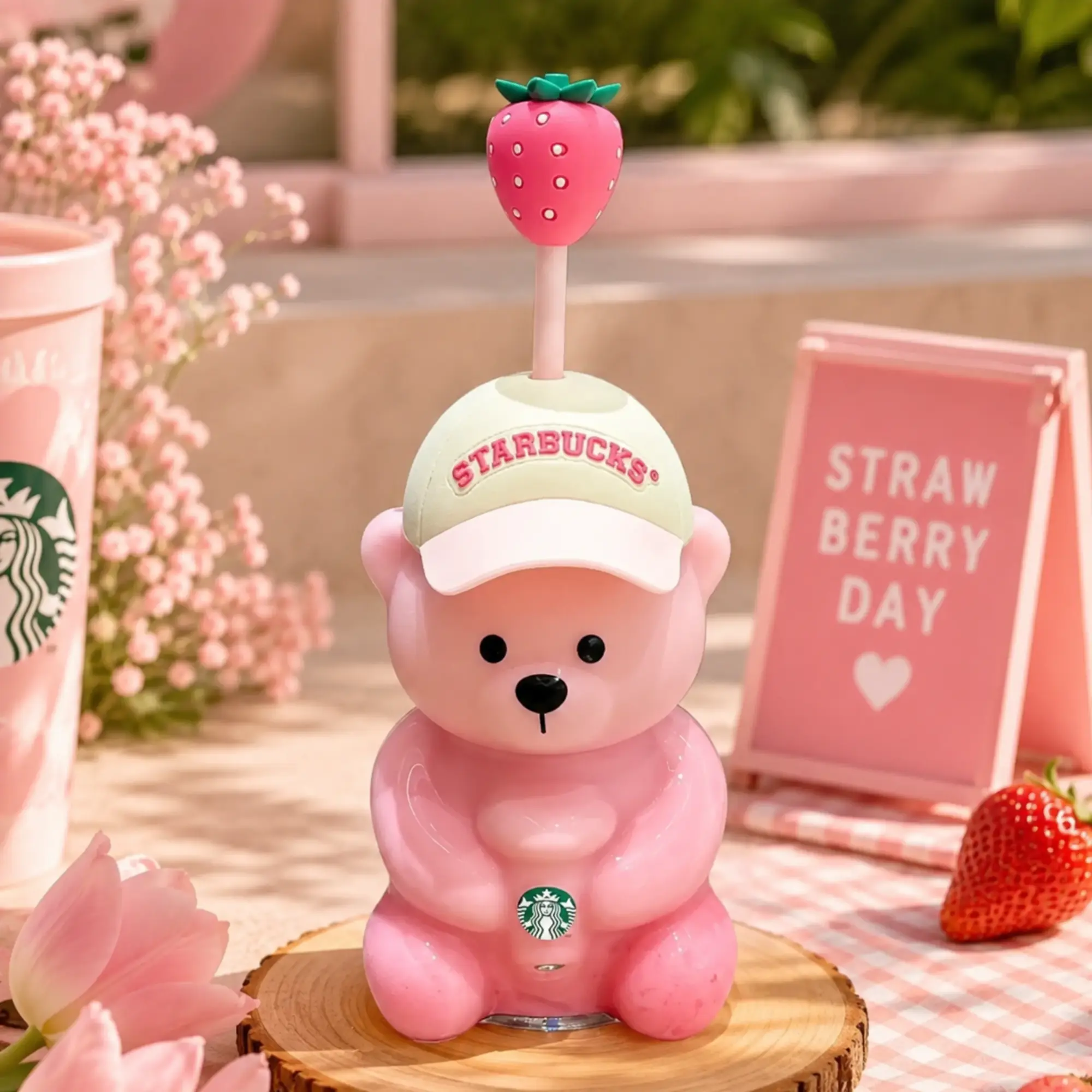 20oz Starbucks x KBO Limited Collaboration Bearista Strawberry Bear Cold Cup – Cute Reusable Drinkware Tumbler, Collectible Kitchenware Gift